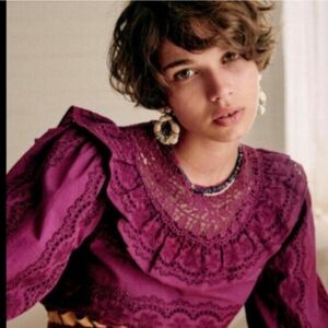 Sezane Elsa Eyelet Top